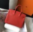 Hermes Birkin 25cm Bag In Red Clemence Leather