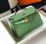 Hermes Kelly Pochette Bag In Vert Criquet Epsom Leather