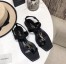 Saint Laurent Cassandra Flat Sandals In Black Calfskin