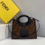 Fendi Small Runaway Shopper Bag In Brown Glazed Fabric