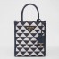 Prada Symbole Micro Bag In White/Blue Jjacquard Fabric