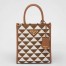 Prada Symbole Micro Bag In White/Brown Jjacquard Fabric