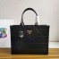 Prada Symbole Large Bag with Topstitching in Black Leather