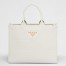 Prada Symbole Medium Bag with Topstitching in White Leather