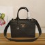 Prada Symbole Small Bag with Topstitching in Black Leather