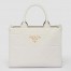 Prada Symbole Small Bag with Topstitching in White Leather