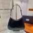 Prada Cleo Large Shoulder Bag In Black Brushed Leather 