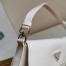 Prada White Brushed Leather Cleo Shoulder Bag with Flap