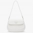 Prada White Brushed Leather Cleo Shoulder Bag with Flap