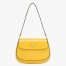 Prada Yellow Brushed Leather Cleo Shoulder Bag with Flap