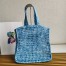 Prada Small Tote Bag In Blue Woven Raffia