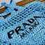 Prada Small Tote Bag In Blue Woven Raffia