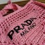 Prada Small Tote Bag In Pink Woven Raffia