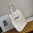 Prada Small Tote Bag In White Woven Raffia