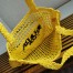 Prada Small Tote Bag In Yellow Woven Raffia