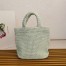 Prada Small Crochet Tote Bag in Aqua Raffia-effect Yarn