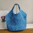 Prada Large Tote Bag In Blue Woven Raffia