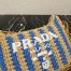 Prada Re-Edition 2005 Bag In Beige and Blue Stripe Raffia