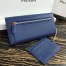 Prada Continental Wallet In Blue Saffiano Leather