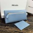 Prada Continental Wallet In Light Blue Saffiano Leather
