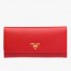 Prada Continental Wallet In Red Saffiano Leather