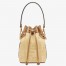 Fendi Mon Tresor Mini Bucket Bag In Beige Raffia