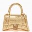 Balenciaga Hourglass XS Bag in Gold Crocodile Embossed Calfskin