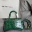 Balenciaga Hourglass XS Bag in Green Crocodile Embossed Calfskin