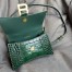 Balenciaga Hourglass XS Bag in Green Crocodile Embossed Calfskin