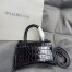 Balenciaga Hourglass XS Bag in Noir Crocodile Embossed Calfskin