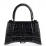 Balenciaga Hourglass XS Bag in Noir Crocodile Embossed Calfskin
