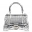 Balenciaga Hourglass XS Bag in Silver Crocodile Embossed Calfskin
