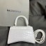 Balenciaga Hourglass XS Bag in White Crocodile Embossed Calfskin