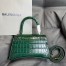 Balenciaga Hourglass Small Bag in Green Crocodile Embossed Calfskin