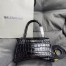 Balenciaga Hourglass Small Bag in Black Crocodile Embossed Calfskin