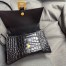 Balenciaga Hourglass Small Bag in Black Crocodile Embossed Calfskin
