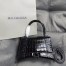 Balenciaga Hourglass Small Bag in Noir Crocodile Embossed Calfskin
