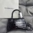 Balenciaga Hourglass Small Bag in Noir Crocodile Embossed Calfskin