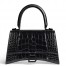 Balenciaga Hourglass Small Bag in Noir Crocodile Embossed Calfskin