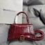 Balenciaga Hourglass Small Bag in Red Crocodile Embossed Calfskin