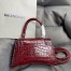 Balenciaga Hourglass Small Bag in Red Crocodile Embossed Calfskin