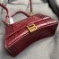 Balenciaga Hourglass Small Bag in Red Crocodile Embossed Calfskin