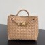 Bottega Veneta Andiamo Small Bag in Pale Brown Intrecciato Lambskin