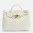 Bottega Veneta Small Andiamo Bag In White Intrecciato Lambskin