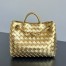 Bottega Veneta Andiamo Small Bag in Gold Intrecciato Metallic Leather