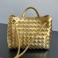 Bottega Veneta Andiamo Small Bag in Gold Intrecciato Metallic Leather
