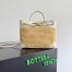 Bottega Veneta Andiamo Small Bag in Raffia and White Lambskin