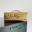 Bottega Veneta Andiamo Clutch with Handle in Gold Metallic Leather