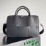 Bottega Veneta Arco Briefcase In Black Intreccio Calfskin