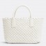 Bottega Veneta Mini Cabat Bag In White Intrecciato Lambskin